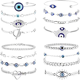 Lobster Claw Clasp Stainless Steel Evil Eye Bracelet - Dual Bead and Link Chain with Cubic Zirconia - Chic Multi-design Accessory for Women