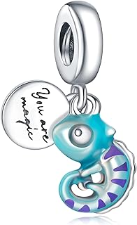 925 Sterling Silver Snap Clasp Cubic Zirconia Mermaid Charm Bracelet with Rose Gold Safety Chain for Women - Blue Sea Snail & Jellyfish Design