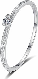 Exquisite 1.76cttw Moissanite Women's Bangle Bracelet with Lobster Claw Clasp and Box Chain, Made of 925 Sterling Silver, Perfect Gift for Special Occasions