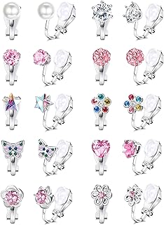 YADOCA 10Pairs Clip on Earrings for Women Girls Cute Butterfly Flower Pearl CZ Heart Star Clip-on Earrings Multicolored Non Pierced Earrings Set