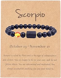 Zodiac Bead Bracelet with Obsidian Bead Chain for Men and Women, Unique Onyx Stone Charm, Spring Ring Clasp, Perfect Birthday Gift