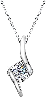 Women's Elegant 1CT Moissanite Pendant, Lobster Clasp, Sterling Silver Cable Chain Necklace - AnuClub Lab-Created Diamond Design