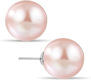 Big Pearl Earrings - Extra Oversized Classic Faux Round Large Simulated Pearl Studs for Women,Hypoallergenic to Sensitive Ears