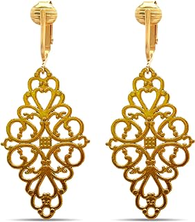 Aloha Earrings Gold Tone Non Pierced Clip On Dangling Earrings