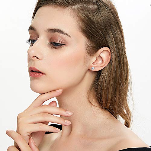 Sterling Silver Stud Earrings Women: Stud Earrings Set Cartilage Piercings Jewelry Round Sparkle CZ Studs Tragus Helix Stud Earrings 3-6mm