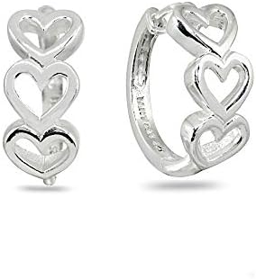 Endless Clasp Sterling Silver 16mm Love Hoop Earrings for Women and Teen Girls, Polished Open Heart Small Huggie Design, No Gemstone