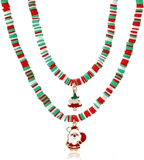 Cable Chain Zinc Lakiyoyo Christmas Necklace with Clay Pendant for Women - Festive Snowman and Christmas Tree Design - Ideal Gift for Teen Girls