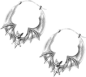 Halloween Bat Gothic Earrings for Women Silver Bat Hoop Earrings Bat Wing Earrings Scary Halloween Cosplay Costume Earring Accessories for Women Girls Halloween Earrings