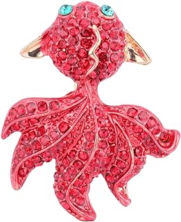 Vintage Crystal Koi Fish Brooch with Pin Clasp, Perfect Gift for Women and Girls, Gold-Plated Sea Creature Design
