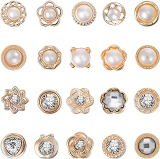 VILLCASE Women Shirt Brooch Pins, 40 Pieces Cover up Button Pins Rhinestones Pearl Safety Brooch Buttons Sweater Shawl Clips for Clothing Jeans Hat Bags Decorations