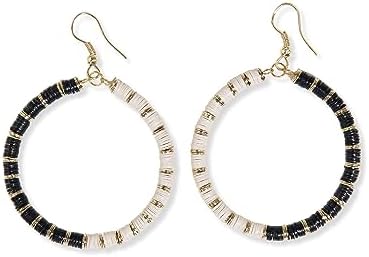 INK+ALLOY Boho Sequin Hoops for Women and Girls, Fonda Front Facing Large Hoop Earrings, Handmade Jewelry for the Modern Bohemian, 2.5-Inch
