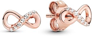 PANDORA Sparkling Infinity Stud Earrings - Great Mother's Day Gift - Stunning Women's Earrings - 14k Rose Gold & Cubic Zirconia - With Gift Box