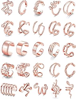FASACCO 25PCS Ear Cuff for Women Non Piercing Clip on Cartilage Helix Wrap Earrings Adjustable Ear Clip Non-Piercing Cartilage Earring
