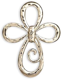 DEMDACO Loop Cross Goldtone Hammered One Size Women's Metal Giving Pin in Gift Box
