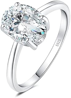 JewelryPalace Oval Cut 2ct Cubic Zirconia Engagement Rings for Women, 14K White Gold Plated 925 Sterling Silver Promise Ring for Her, Simulated Diamond Anniversary Wedding Ring Jewelry Sets 5