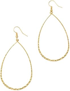 Columbus 14K Gold or Rhodium Plated Lightweight Statement Teardrop Hoop Earrings with Hammered Texture