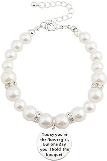 Today You're The Flower Girl Imitation Pearl Bead Chain Bracelet Wedding Gift For Flower Girl