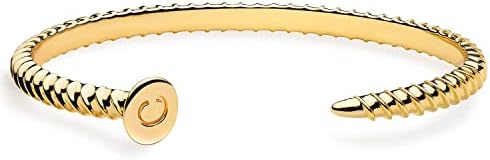 MEVECCO Gold Initial Nail Cuff Bracelets 18K Gold Plated Handmade Cute Cuff Bangle Dainty Letters Bracelets for Women Jewelry Gift