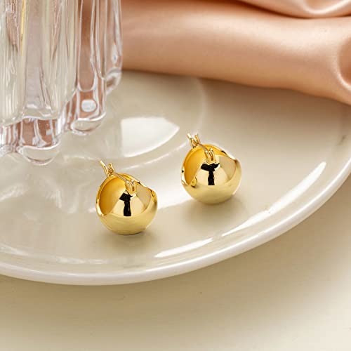 LOUMILEO Chunky Gold Hoop Earrings Small Gold Hoop Earrings for Women 14K Real Gold Plated Hoop Earrings Hypoallergenic Thick Gold Hoop Earrings for Women Bottega Earring Dupes