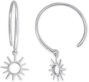 Boma Jewelry Sterling Silver Sunburst Pull Through Hoop Earrings