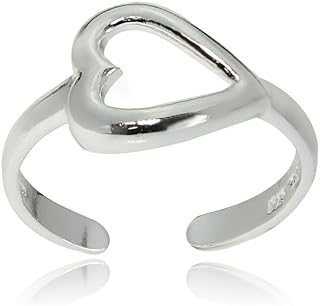 Hoops & Loops 925 Sterling Silver Open Heart Toe Ring for Women Teen Girls Men