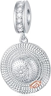 Cubic Zirconia Studded Sterling Silver Travel Charm Bracelet for Women - Unique Shopping Handbag, High Heel Shoe and Guitar Design - Perfect for Mothers, Musicians or Friends