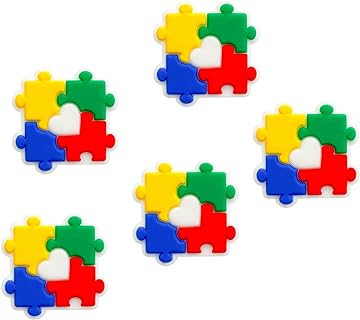 KFZDCG Colorful Autism Awareness Silicone Beads for DIY Craft Projects - Small Puzzle Shaped Beads Perfect for Bracelets, Necklaces, Keychains, and Other Handicrafts