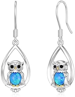 French Wire-Back Owl Dangle Earrings in Genuine 925 Sterling Silver for Women and Girls - Hypoallergenic, Lightweight, and Nickel-Free