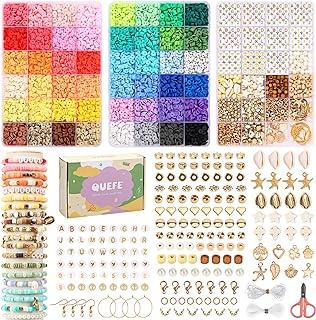 Quefe 48 Colors 11160pcs Bohemian Clay Beads Kit for Jewelry Making, Polymer Clay Beads for Boho Bracelet Necklace Earrings Making, Craft and Gifts