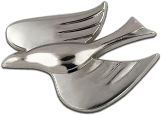 PinMart's Silver Plated 3D Peace Dove Brooch with Pin Clasp, Elegant Design for Hope and Tranquility - Base Metal, 1 inch
