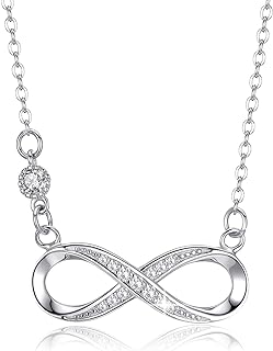 925 Sterling Silver Women's Infinity Necklace with C-Link Chain and Toggle Clasp, Accented by Cubic Zirconia