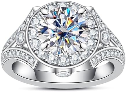 Moissanite Engagement Ring Halo Rings 2.748CTTW(2CT Center Stone) D Color VVS1 Clarity 925 Sterling Silver Vintage Bezel Promise Wedding Anniversary Rings for Women with Certificate
