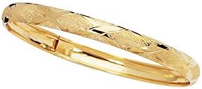Box With Tongue Clasp 10k Yellow Gold Bangle Bracelet - No Chain or Gem Type - Perfect for Women - Diamond Shape/Laser Cut Design