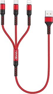 RAVIAD Cable Chargeur Multi Embout Court 50CM pour Smartphone, 3 en 1 avec Ports Lightning, USB C et Micro USB, Ultra Durable et Charge Rapide, Parfait pour iPhone, Samsung et Huawei