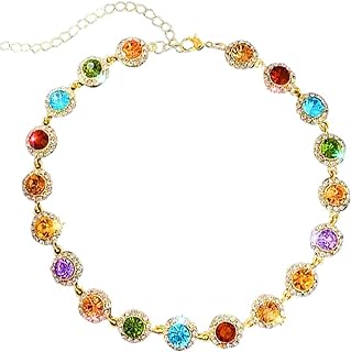 Colorful Crystal Choker Necklace Sparkly Rhinestone Chokers Necklaces Gold Chain Necklace Party Prom Neck Jewelry for Women and Girls