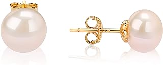 LIZOL Pink Pearl Stud Earrings Sterling Silver 14K Gold Plated Quality Handpicked FreshWater Cultured Pearl Stud Earrings for Women Girls Gift