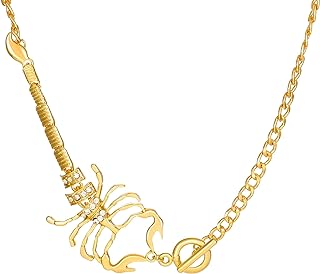 Gold Scorpion Pendant Necklace for Women, Rhinestone Scorpion Animal Pendant Chain Chunky Necklace Hip Hop Statement Jewelry