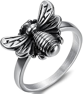 Jude Jewelers Retro Vintage Stainless Steel Cute Bee Style Birthday Party Holiday Halloween Ring