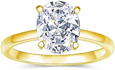AONED 3CT | 2CT 18K Gold Plated Solitaire Engagement Rings for Women | Oval Cut Cubic Zirconia Wedding Promise Rings for Her | Jewelry Gifts Size 4-11