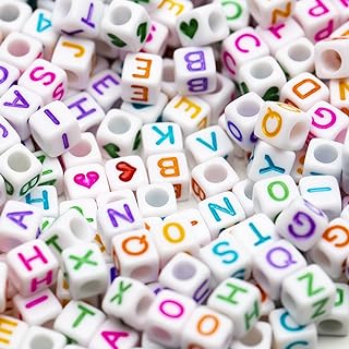 GXCHUN Acrylic Square Letter Beads for DIY Jewelry - Unique Color Characters, Ideal for Bracelets & Necklaces Making - Pack of 500