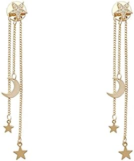 Long Star Tassel Drop Dangle Earrings for Women Teen Girls Gold Silver Star Tassel Earrings Asymmetrical Hypoallergenic Lightweight Earrings Valentine's Day Mother's Day Birthday Gift