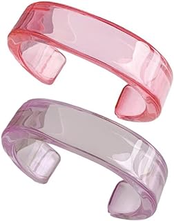 2 Pcs Transparent Acrylic Resin Bangle Bracelet Set Simple Geometric Open Bangle Bracelets Chunky Jewelry Gifts for Women Girls