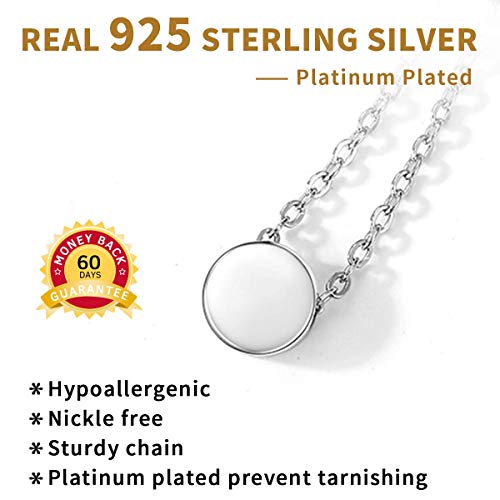 Personalized 925 Sterling Silver Dainty Small Heart/Star/Moon/Dot/Triangle Pendant Necklace for Women, Silver/Gold/Rose Gold/Black (with Gift Box)