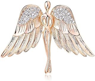 Women's Crystal Flying Wings Guardian Angel Brooch Pin Lapel Pin Costume Jewelry Gold Tone