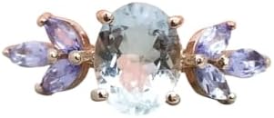 Gorgeous Aquamarine Wedding Ring For Her-Unique Aquamarine Anniversary Ring-Aquamarine Vintage Engagement Ring SIZE 7US, BLUE