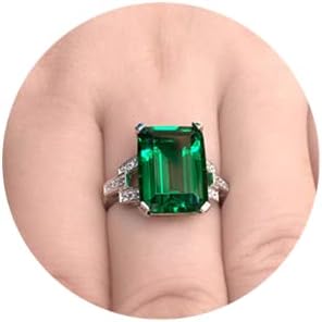 5ct Emerald Cut Green Emerald Engagement Ring for Women - Crafted with 925 Sterling Silver, White Gold Plated - Perfect Gift for Special Occasions