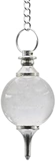 Amazing Gemstone Crystal Ball Pendulum for Divination - Dowsing Pendulum Necklace with Chain and Quartz Bead for Reiki Healing and Crystal Grid Meditation
