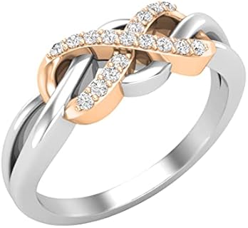 10K Rose Gold and Lab-Grown Round White Diamond Engagement Ring with Infinity Swirl and Split Shank Design for Her, Size 4
