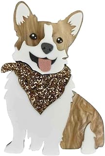 Playful Acrylic Corgi Dog Brooch with Pin Clasp and Alloy Base - Adorable Dog-Themed Jewelry Accessory