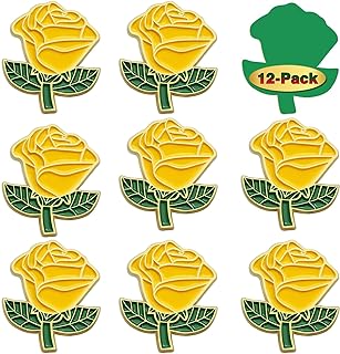 Eye-Catching Yellow Rose Brooch with Secure Pin Backing in Vibrant Enamel - Unisex Lapel Pins Fashion Accessory for Clothes, Bags, Hats – Available in Bulk, Ideal Valentine's Day Gift